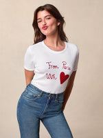 Load image into Gallery viewer, Embroidered Cotton T-Shirt | From Paris With Heart