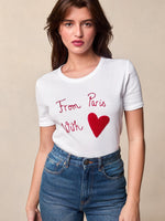 Load image into Gallery viewer, Embroidered Cotton T-Shirt | From Paris With Heart