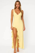 Load image into Gallery viewer, Minuit V-Neck Maxi Dress | Side Slit | Flounced Hem