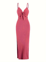 Load image into Gallery viewer, Maribel Tie Front Maxi Dress | Ribbed Slim Fit | Cutout Detail