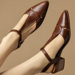 Load image into Gallery viewer, Serana Leather Slingback Heels | Pointed Toe | Buckle Strap