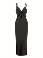 Load image into Gallery viewer, Maribel Tie Front Maxi Dress | Ribbed Slim Fit | Cutout Detail