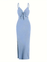 Load image into Gallery viewer, Maribel Tie Front Maxi Dress | Ribbed Slim Fit | Cutout Detail