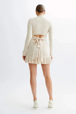 Load image into Gallery viewer, Contrast Knit Mini Dress | Slim Fit | Button Front | Ruffle Hem