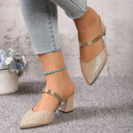 Load image into Gallery viewer, Vienna Block Heels | Shimmer Finish | Pointed Toe
