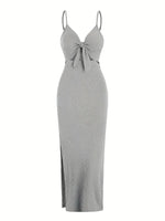 Load image into Gallery viewer, Maribel Tie Front Maxi Dress | Ribbed Slim Fit | Cutout Detail