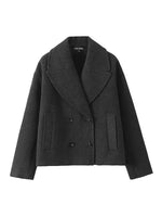 Load image into Gallery viewer, Double-Breasted Wool-Blend Coat | Structured Silhouette