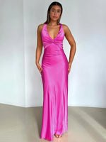 Load image into Gallery viewer, Clarté Satin Halter Neck Gown | Twist Front | Floor Length | Slim Fit