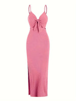 Load image into Gallery viewer, Maribel Tie Front Maxi Dress | Ribbed Slim Fit | Cutout Detail