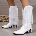 Load image into Gallery viewer, Lueur Fringe Mid-Calf Western Boots | Pointed Toe | Block Heel