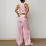 Load image into Gallery viewer, Striped Sleeveless Waistcoat and Wide Leg Trousers Set | Summer Resort