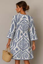 Load image into Gallery viewer, Évasion V-Neck Printed Dress | Relaxed Fit | 3/4 Sleeve