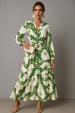 Load image into Gallery viewer, V-Neck Maxi Dress | Tiered Skirt and Drawstring Waist