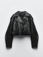 Load image into Gallery viewer, Faux Leather Biker Jacket | Cropped Fit