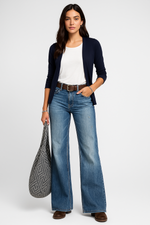 Load image into Gallery viewer, High Waist Wide Leg Denim Jeans | Regular Fit