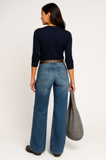 Load image into Gallery viewer, High Waist Wide Leg Denim Jeans | Regular Fit