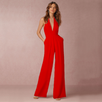 Load image into Gallery viewer, Wide Leg Jumpsuit | Deep V Neck Sleeveless | Formal
