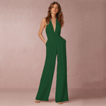 Load image into Gallery viewer, Wide Leg Jumpsuit | Deep V Neck Sleeveless | Formal