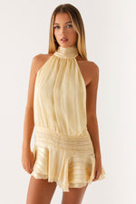 Load image into Gallery viewer, Halter Neck Mini Dress | Pleated Chiffon | Ruffle Hem | Backless