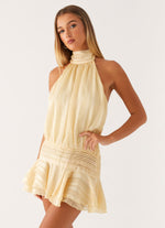 Load image into Gallery viewer, Halter Neck Mini Dress | Pleated Chiffon | Ruffle Hem | Backless