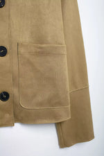 Load image into Gallery viewer, Cropped Suede Jacket | Button Front Minimalist Design