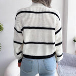 Load image into Gallery viewer, Striped Knit Sweater | High Neck | Relaxed Fit