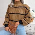 Load image into Gallery viewer, Striped Knit Sweater | High Neck | Relaxed Fit