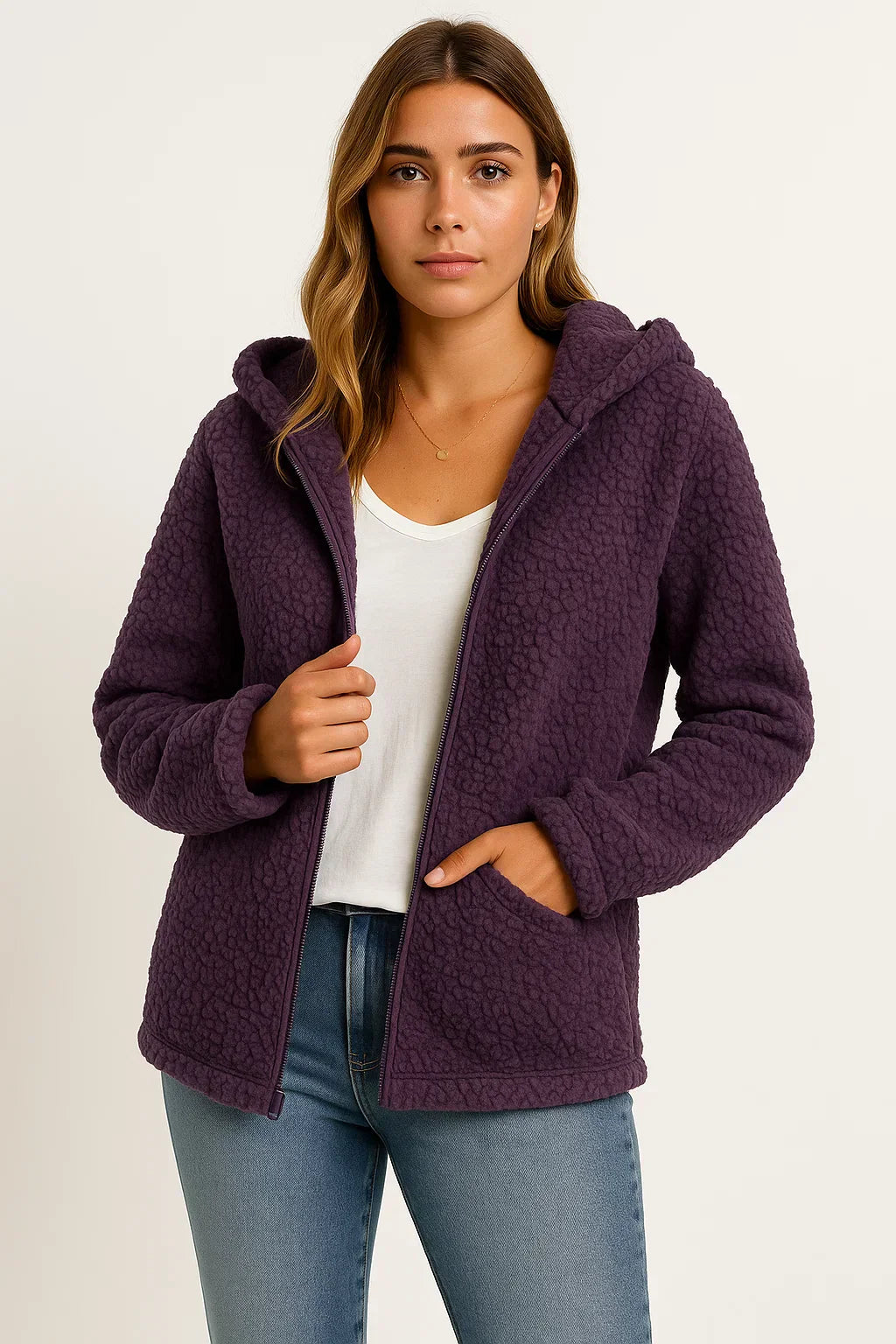 Veste Teddy Fleece Fondamentale | Design à Zip et Capuche