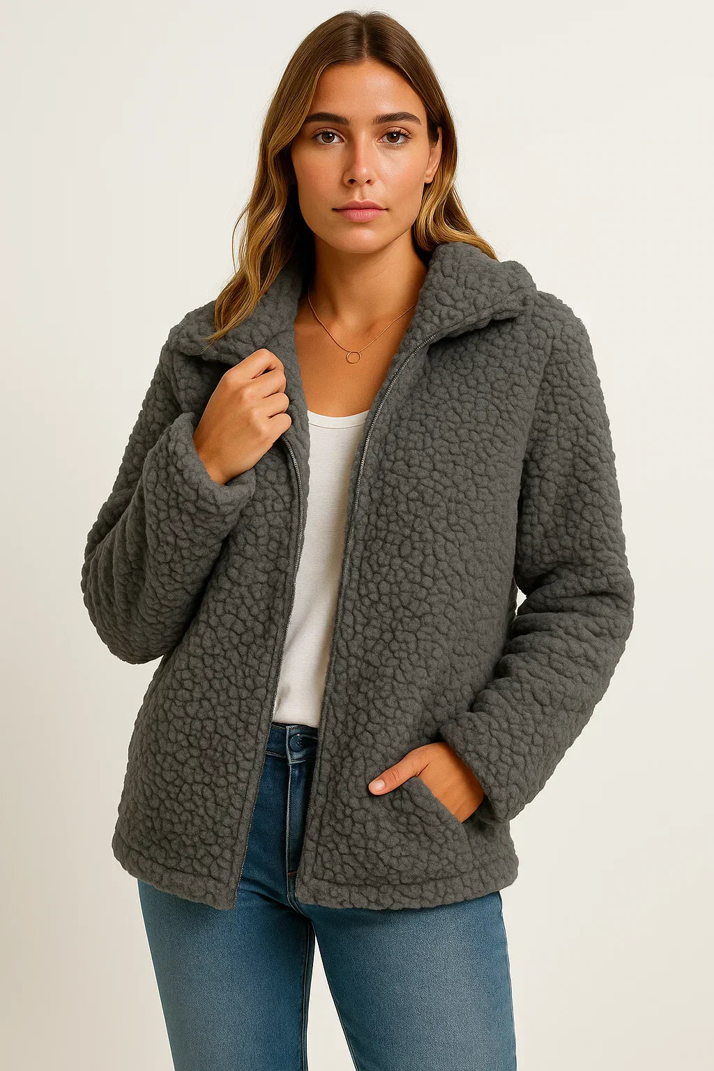 Veste Teddy Fleece Fondamentale | Design à Zip et Capuche