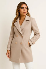 Load image into Gallery viewer, Double-Breasted Wool Blend Coat | Structured A-Line | Amouvelle Fondamentale