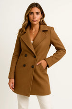 Load image into Gallery viewer, Double-Breasted Wool Blend Coat | Structured A-Line | Amouvelle Fondamentale
