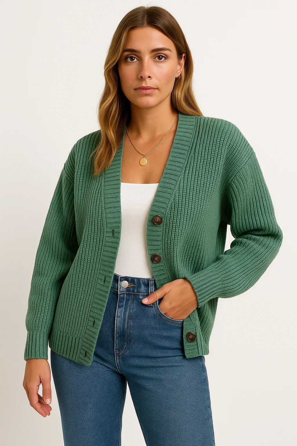 Cardigan Fondamentale | Maille Ribée Col V Bouton