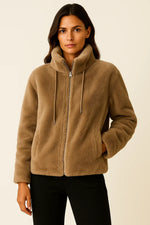 Load image into Gallery viewer, Teddy Fleece Zip Jacket | Stand Collar | Amouvelle Fondamentale