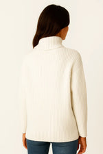 Load image into Gallery viewer, Ribbed Turtleneck Sweater | Button Cuff Detail | Relaxed Fit