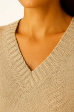 Load image into Gallery viewer, Clarté Open-Knit V-Neck Sweater | Lightweight Cotton Blend | Relaxed Fit