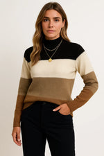 Load image into Gallery viewer, Wool-Blend Striped Sweater | Mock Neck | Relaxed Fit