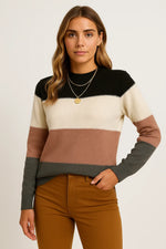 Load image into Gallery viewer, Wool-Blend Striped Sweater | Mock Neck | Relaxed Fit