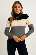 Load image into Gallery viewer, Wool-Blend Striped Sweater | Mock Neck | Relaxed Fit