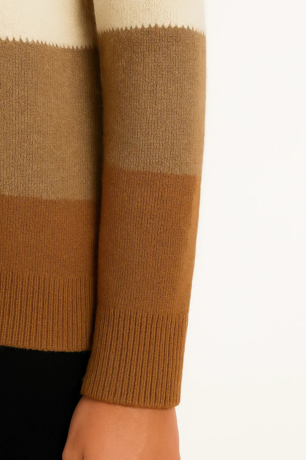 Pull en Mélange de Laine Rayé | Col Montant | Coupe Relaxe