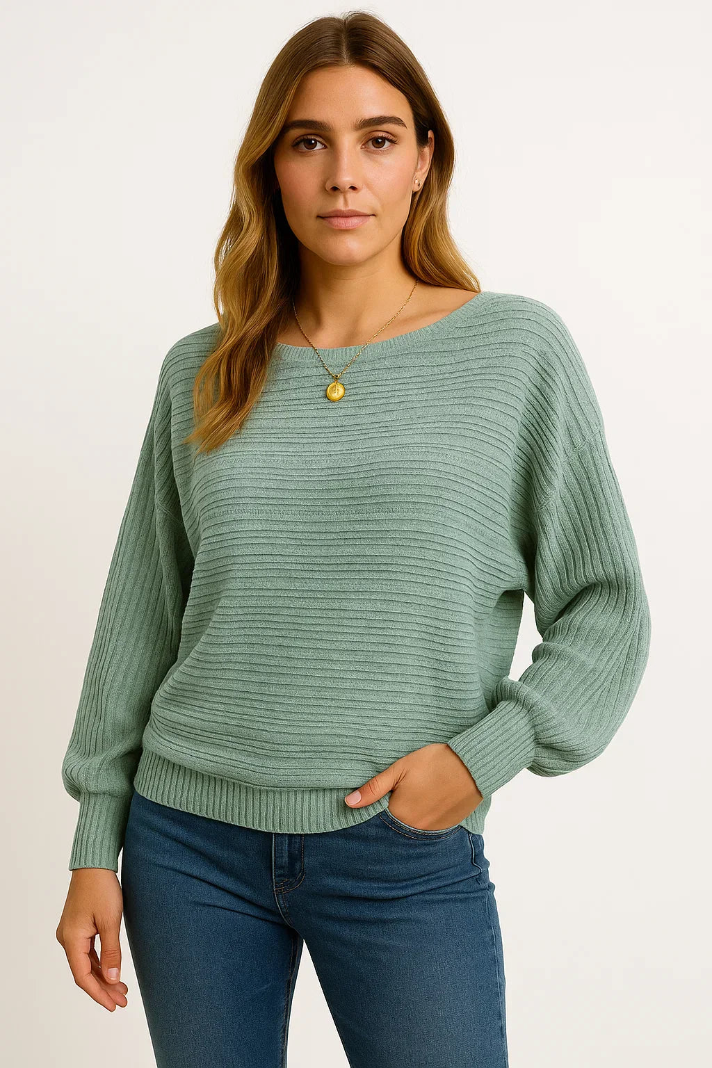 Pull Texturé en Maille | Coupe Relaxed Batwing | Mélange de Coton Doux