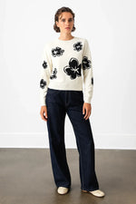 Load image into Gallery viewer, Floral Knit Sweater | Contrast Design | Modern Silhouette