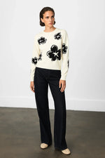 Load image into Gallery viewer, Floral Knit Sweater | Contrast Design | Modern Silhouette