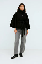Load image into Gallery viewer, Cape Jacket with Belt | Stand Collar | Autumn Winter Layering