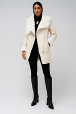 Load image into Gallery viewer, Winter Coat with Faux Fur Collar | Zip Closure | Mid Length