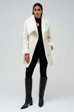 Load image into Gallery viewer, Winter Coat with Faux Fur Collar | Zip Closure | Mid Length
