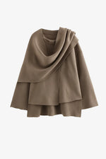 Load image into Gallery viewer, Asymmetric Draped Wool Coat | Scarf Collar Design