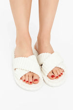 Load image into Gallery viewer, Fondamentale Corduroy Cross-Band Slippers | Plush Sole | Indoor Comfort