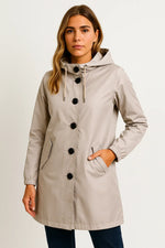Load image into Gallery viewer, Women's Hooded Rain Jacket | Water-Repellent Long Coat | Lightweight Fit