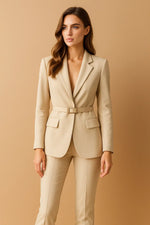 Load image into Gallery viewer, Belted Blazer Suit | Wide-Leg Trousers | Tailored Two-Piece
