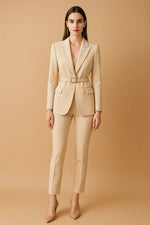 Load image into Gallery viewer, Belted Blazer Suit | Wide-Leg Trousers | Tailored Two-Piece